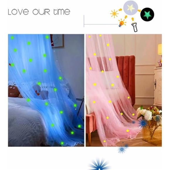 Stars Bed Canopy Glow in The Dark, Bed Canopy for Girls Mosquito Net - Picture 4 of 14